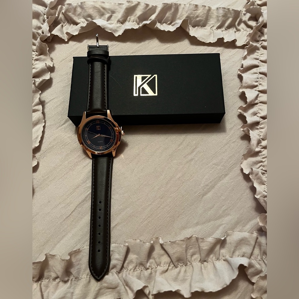 K-Men’s Black and Rose Gold Japan Quartz Movement Watch - Picture 2 of 3